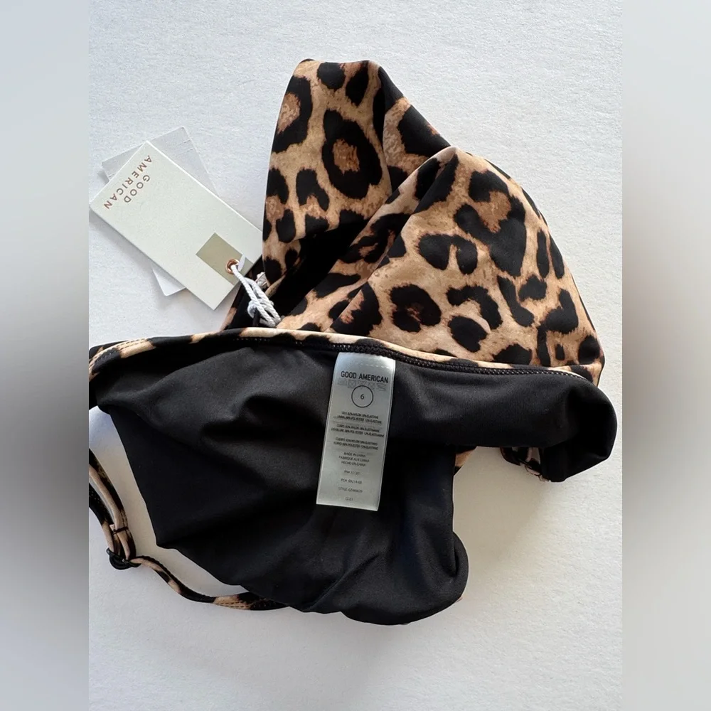 Good American “Perfect Fit” Leopard Bikini Bottom, New With Tags